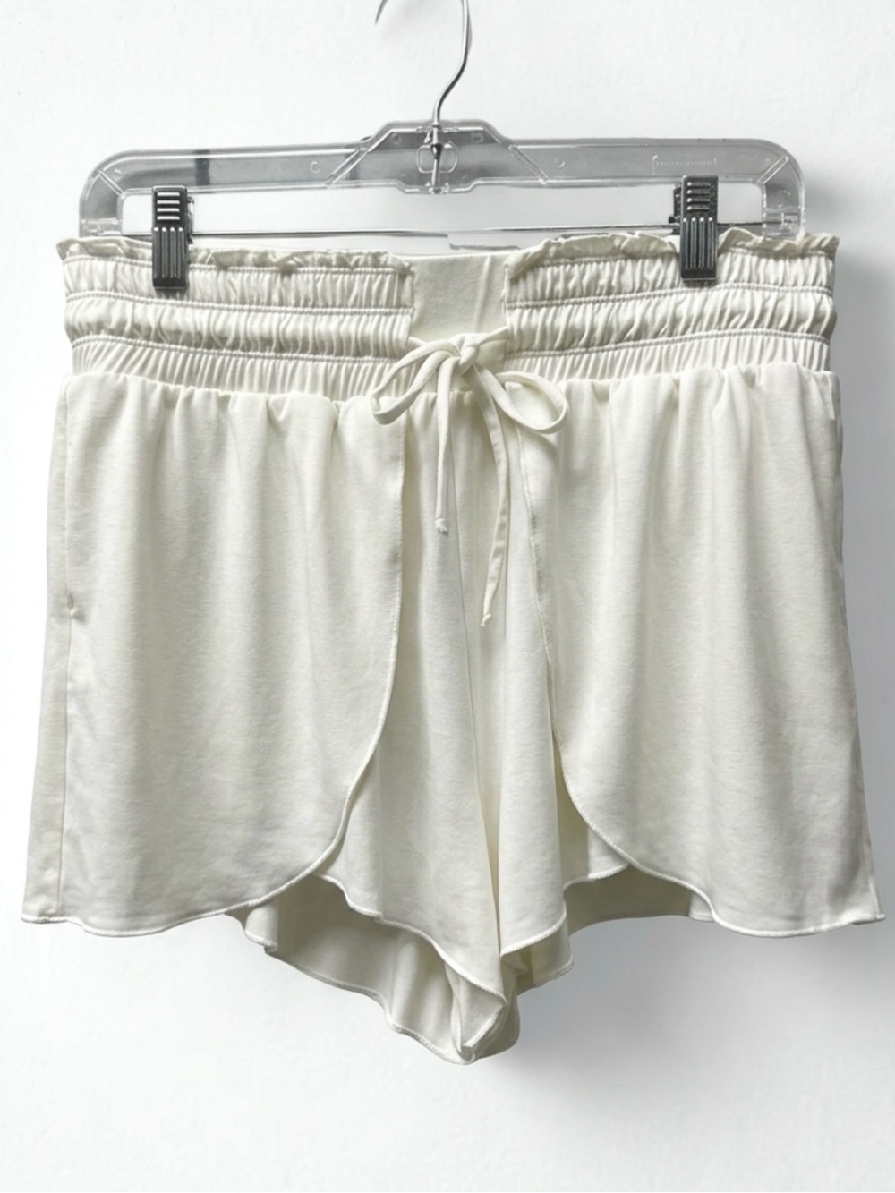 HALARA White Frill High Waisted Drawstring Flowy Shorts M NWT